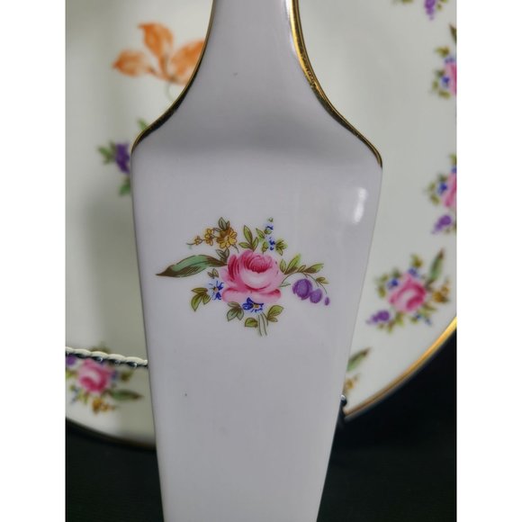 Concordia Lesov Czech porcelain cake plate Meissen Rose, serve knife - Picture 3 of 8